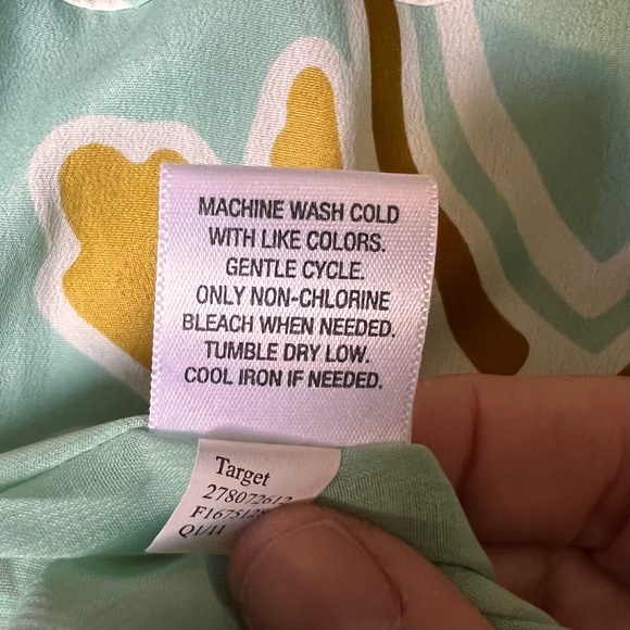 Merona Size 16 Mixed Pattern Color-blocked Belted Sleeveless Dress Seafoam Green - Picture 10 of 10